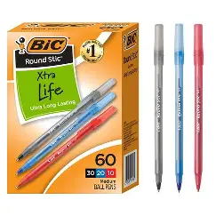 PENS ASSORTED ROUND STIC ASR 60(PACK!) BIC