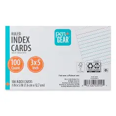 [4237] INDEX CARD 3x5 WHITE RULED 100COUNT PEN & GEAR